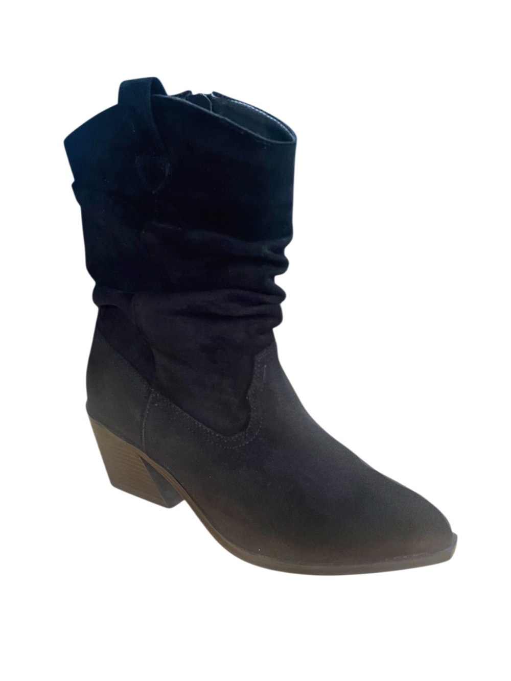 Comfortview Black Faux Suede Western Slouch Boot Sz 8.5